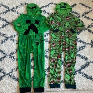 Green Creeper Minecraft Kids One Piece Pajama size large (14/16)